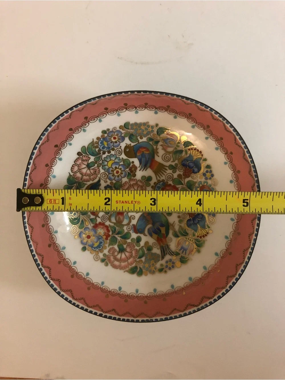 Vintage Austrina Hand painted Decorative metallic Bowl with Golden Foot